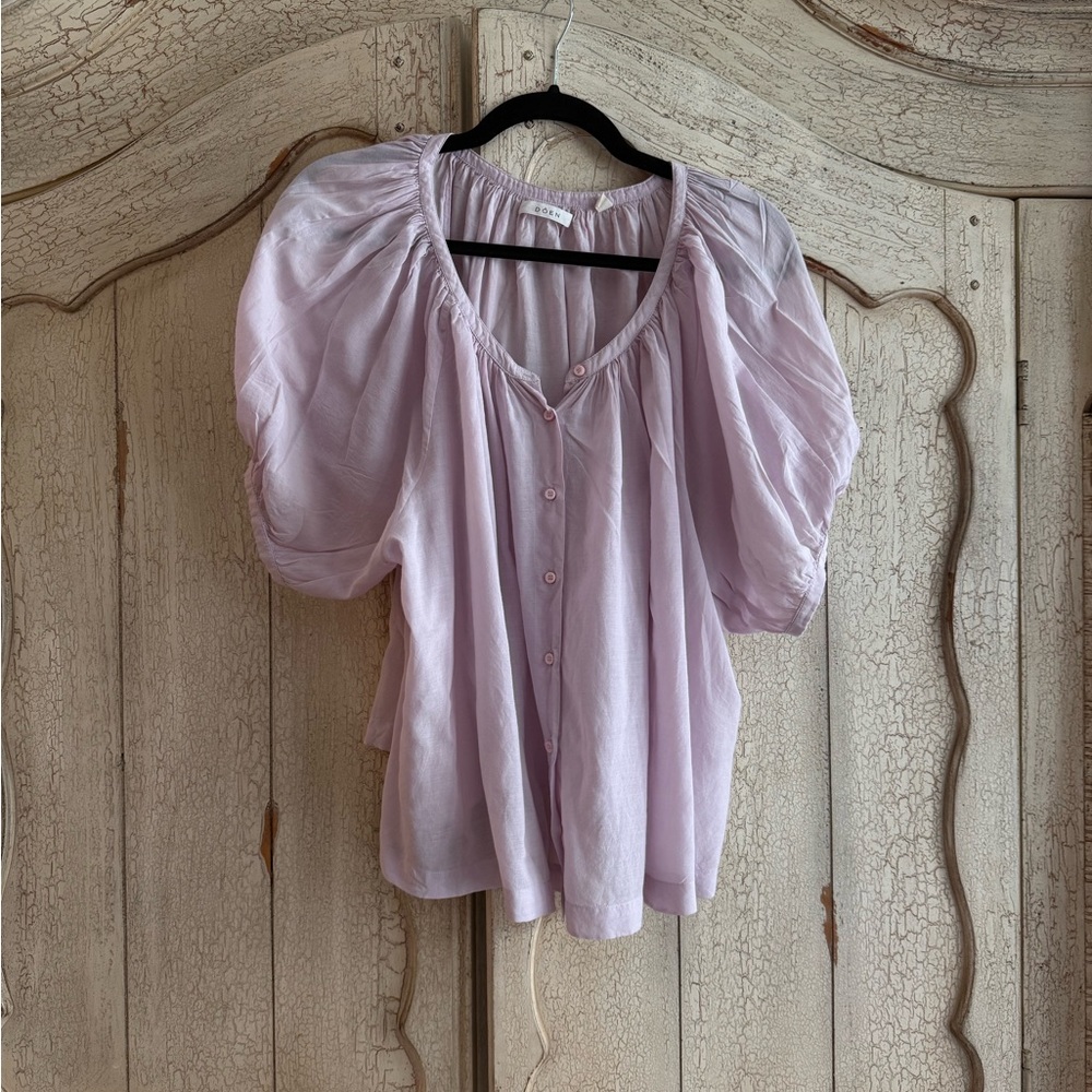 Doen Lavender Jane Puff Sleeve Blouse Large